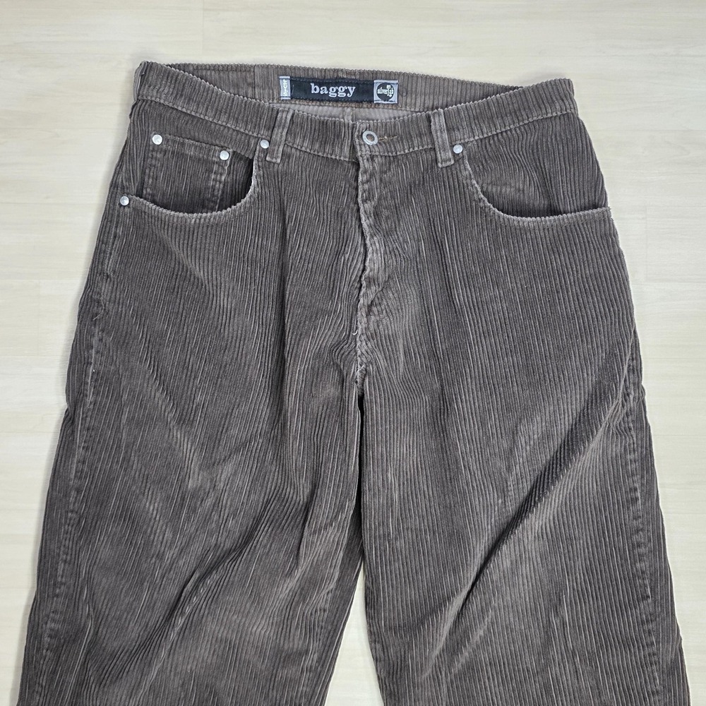 Vintage Levi's SilverTab‎ Baggy Brown Corduroy Wide Leg Pants Mens 34x32 90s - Picture 4 of 9